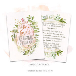 Diseño del modelo de invitación de boda con hojas verdes