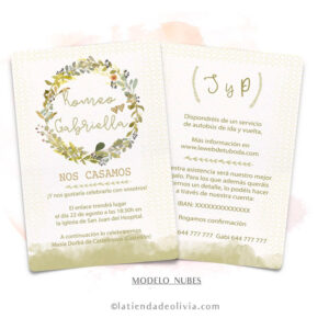 Diseño del modelo de invitación de boda con corona de flores