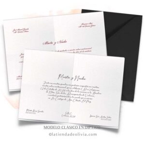Invitaciones de boda clásicas en díptico o libro