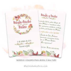 Diseño del modelo de invitación de bå©oda floreada para boda y bautizo