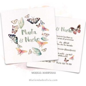 Diseño del modelo de invitación de boda con mariposas