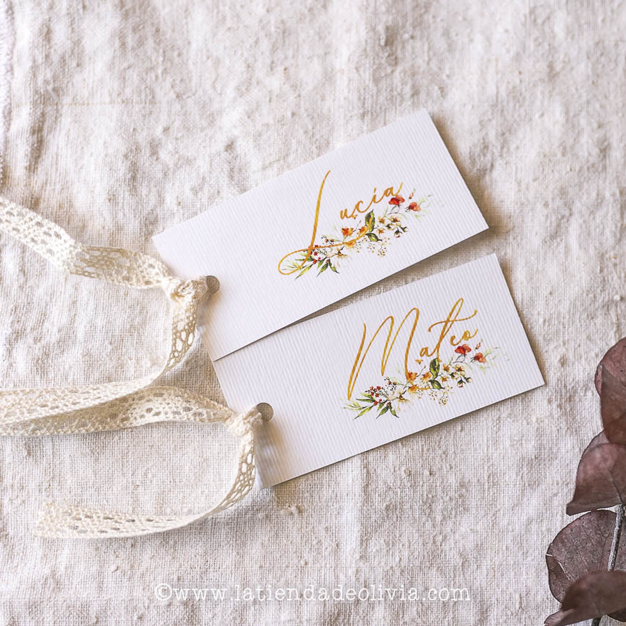 Marcasitios para invitados de boda