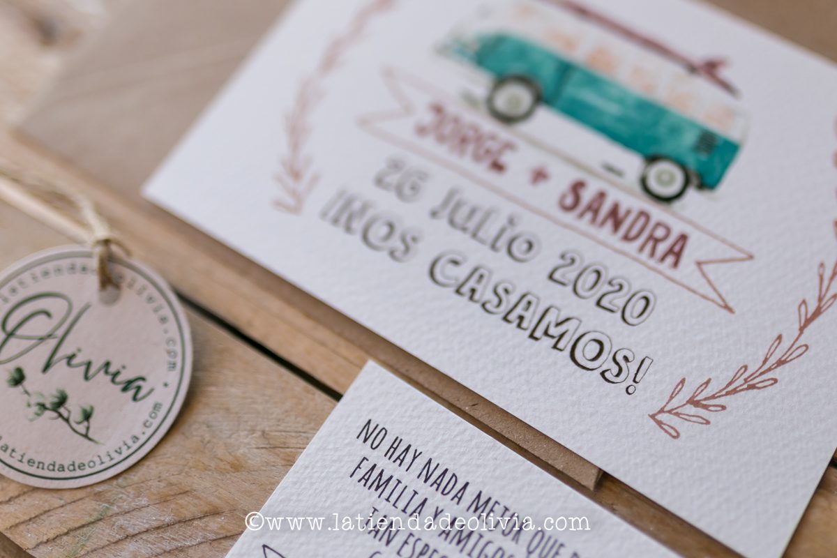 Invitaciones de boda modelo FURGO BEACH - Imagen 3