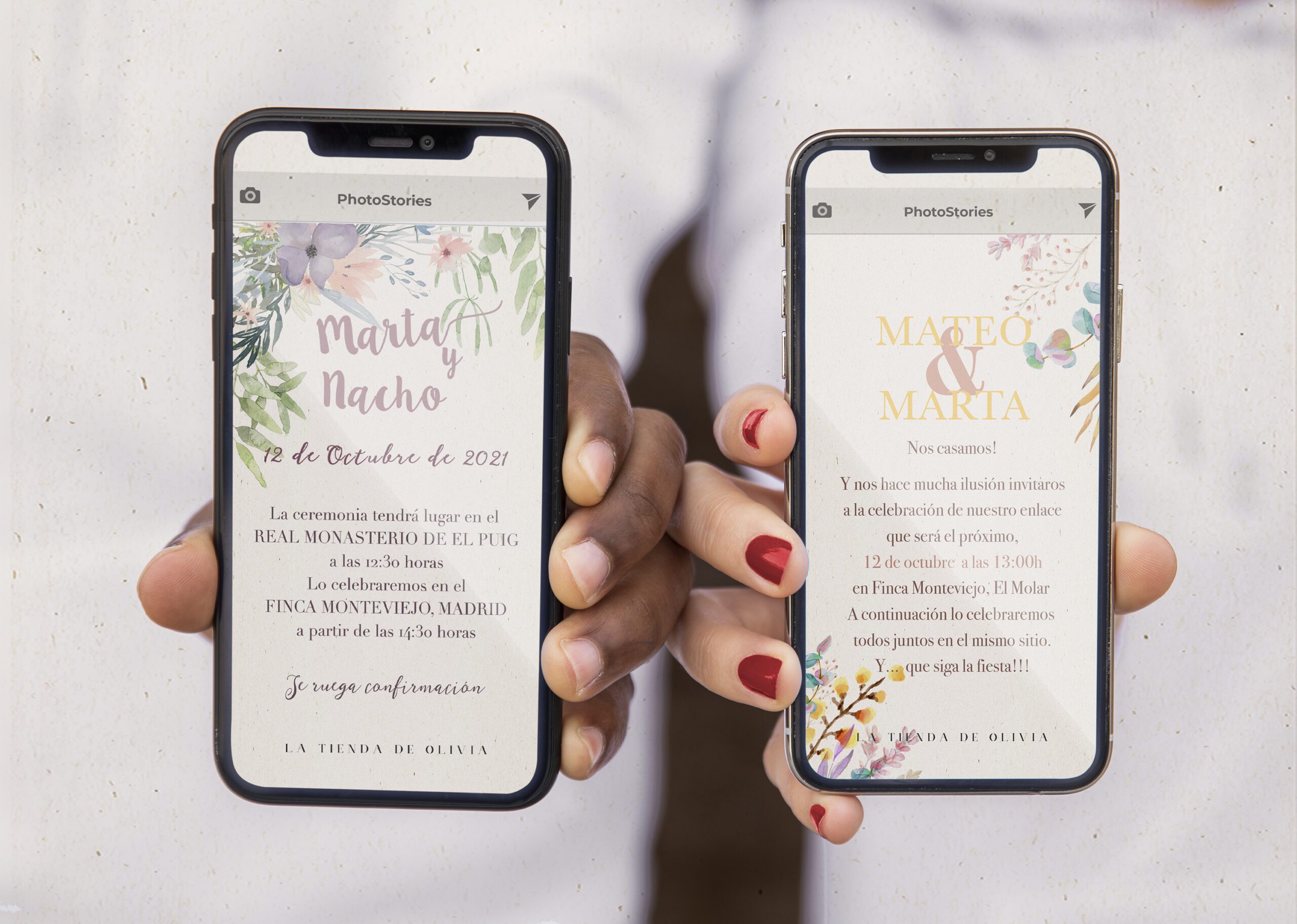 imagen con invitaciones digitales de boda para entregar desde el móvil