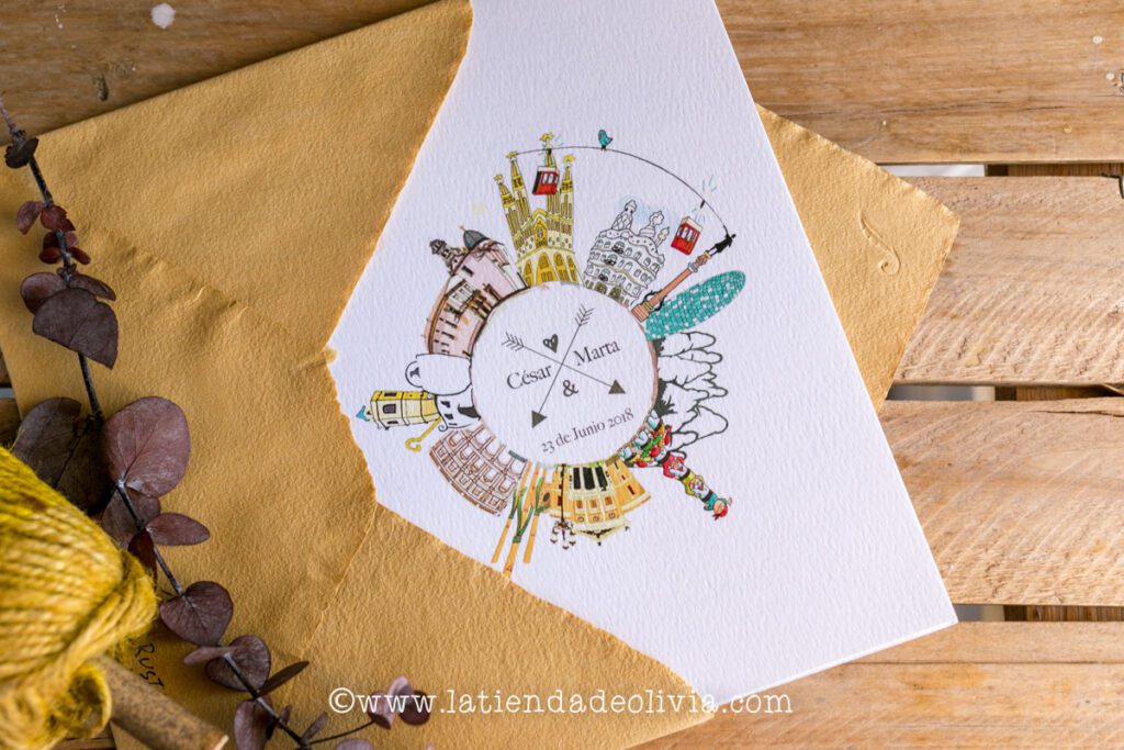 Invitaciones de boda viajeras ciudades