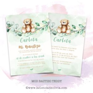 Invitaciones de Bautizo - Modelo Teddy