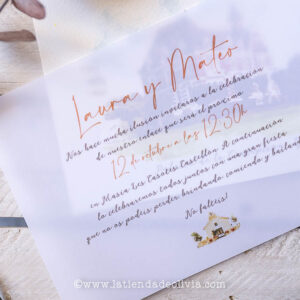 Tarjeta en Papel Vegetal con información adicional