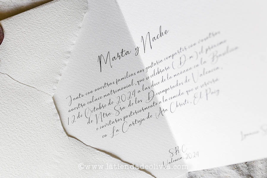 Invitaciones de boda y tarjetones para una boda clasica en Valencia