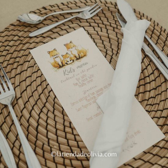 MINUTA de bodas Para niños