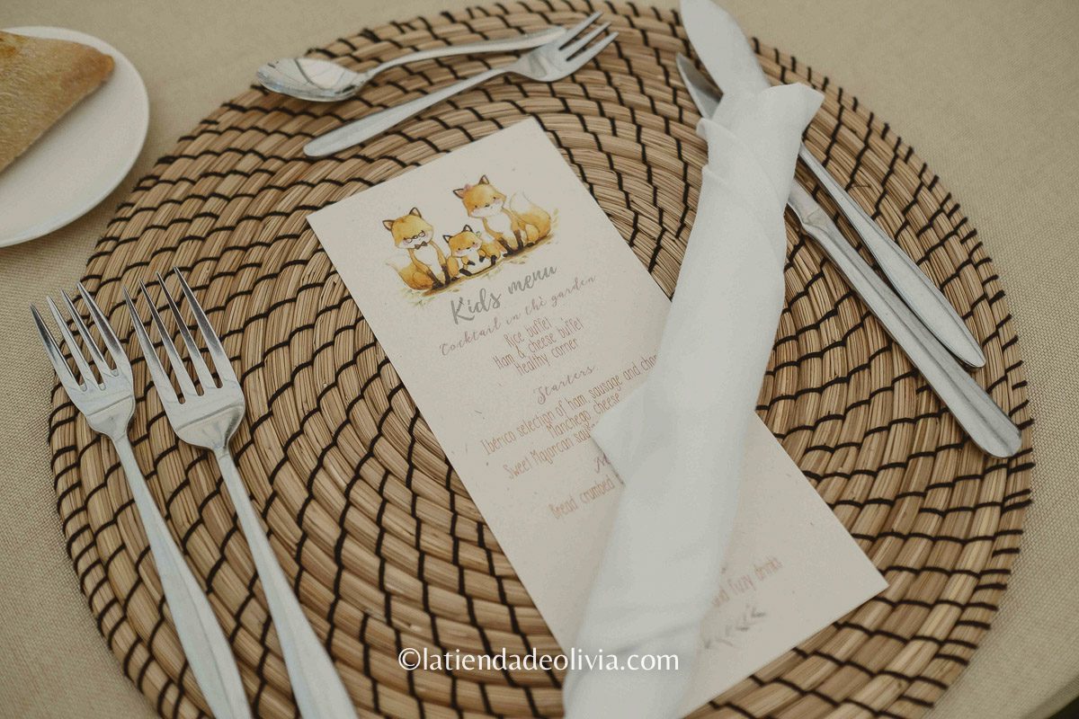 MINUTA de bodas Para niños