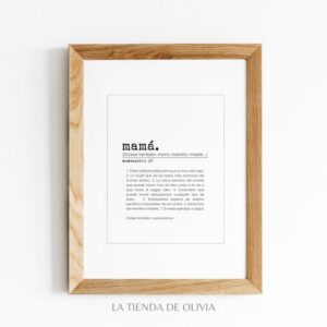 Lámina con la definición de mamá