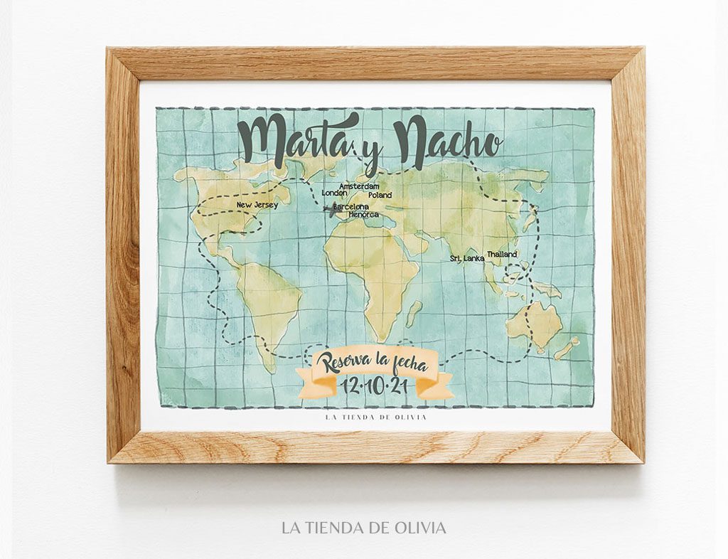 lamina de invitación impresa MAPAMUNDI