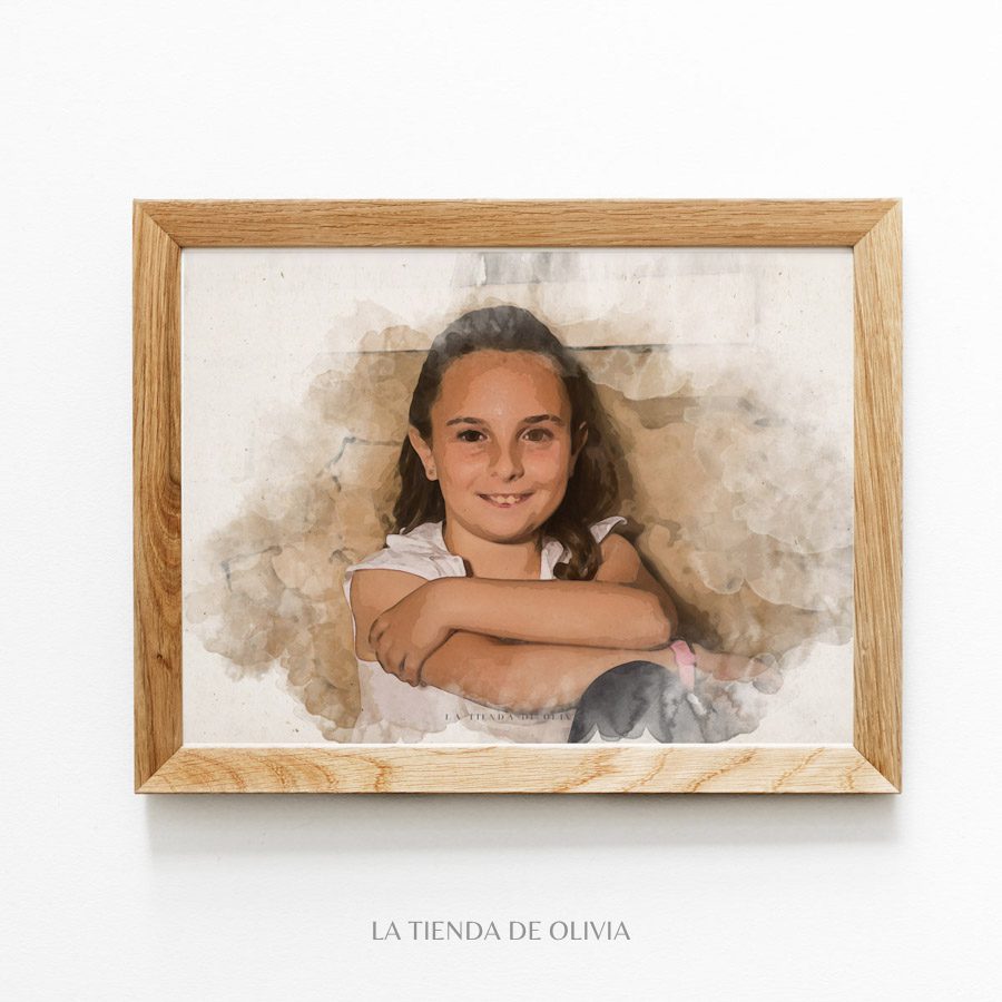 Retrato personalizado con efecto acuarela a partir de una fotografía.