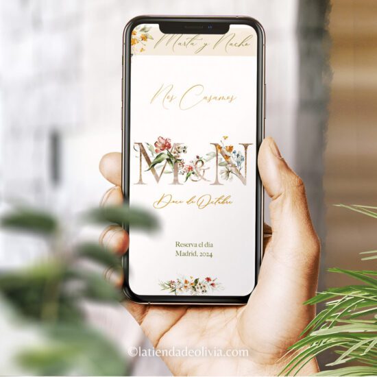 invitacion de boda digital interactiva modelo iniciales