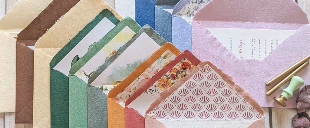 sobres artesanos en más de 30 colores 