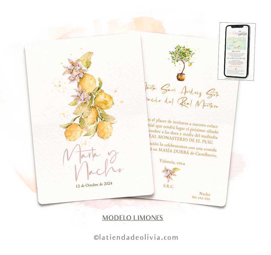 Invitaciones de boda Modelo LIMONES
