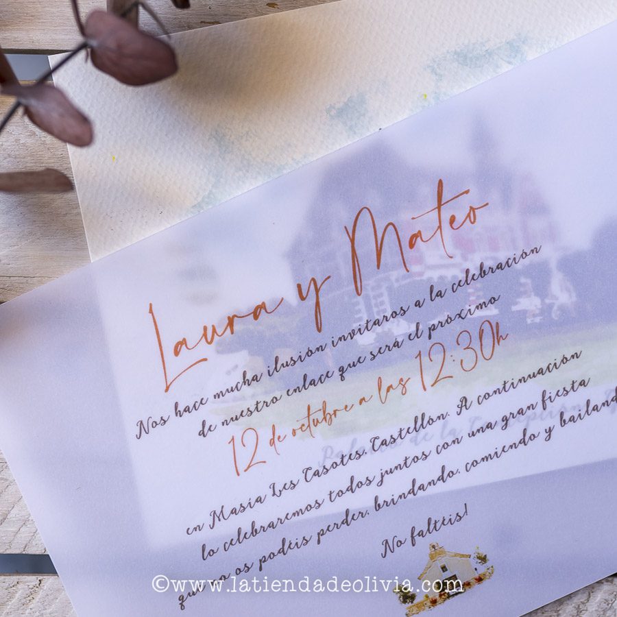 Invitacion con hoja vegetal
