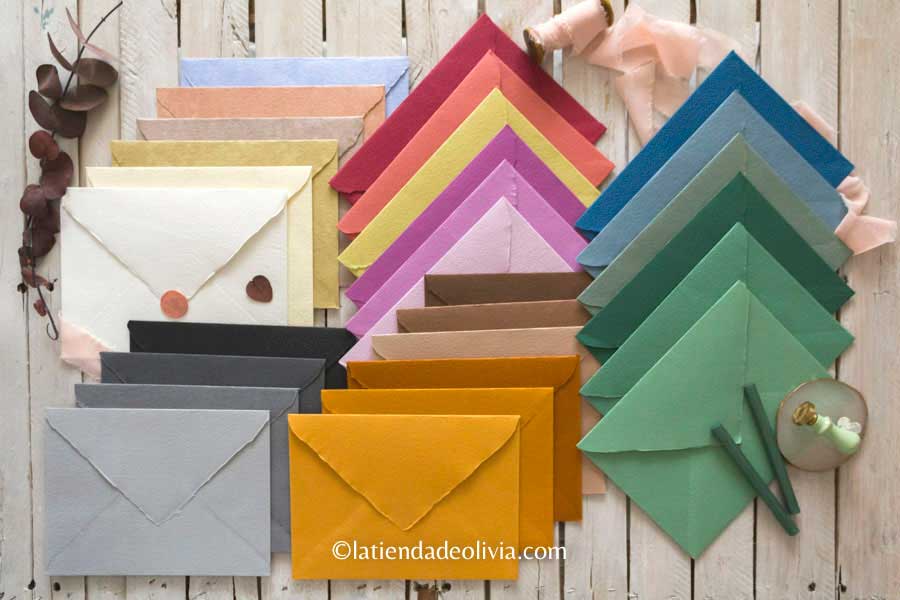Colores de sobres artesanos