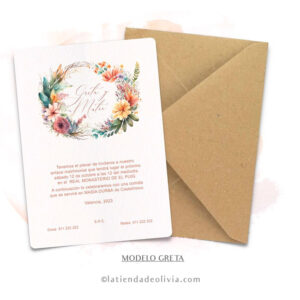 Diseño de la invitación modelo greta