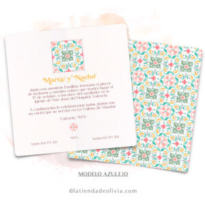 Diseño de la invitación modelo azulejo