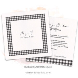 Diseño de la invitación modelo cuadro de vichy