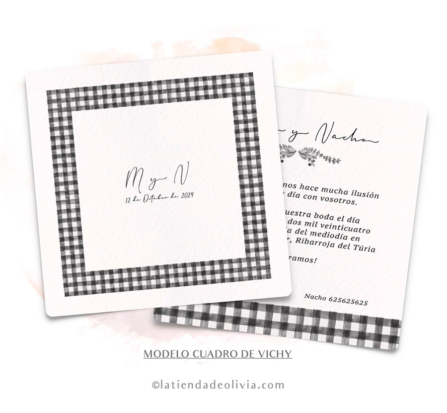 Diseño de la invitación modelo cuadro de vichy