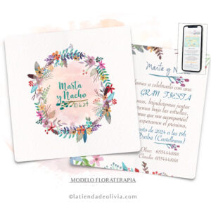 Diseño del modelo de invitación de boda con flores coloridas