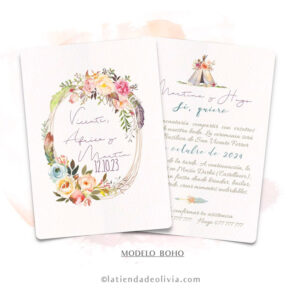 Diseño del modelo de invitación de boda estilo boho
