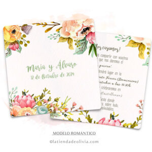 Diseño del modelo de invitación de boda con flores romanticas