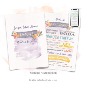 Diseño del modelo de invitación de boda con acuarela