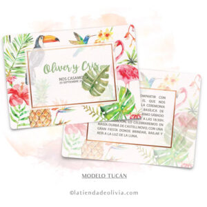 Diseño del modelo de invitación de boda tropical