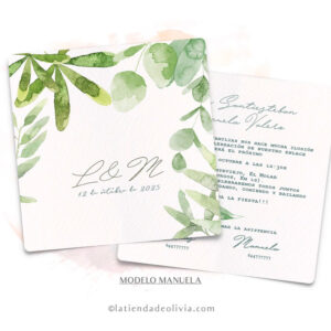Diseño del modelo de invitación de boda con hojas