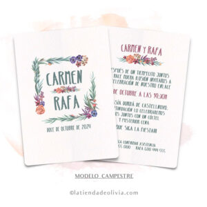 Invitaciones de boda modelo CAMPESTRE