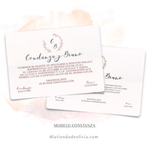 Diseño de la invitación modelo constanza