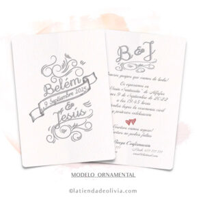 Diseño del modelo de invitación de boda clasica ornamental