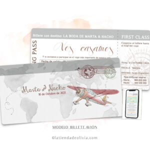 disenos-de invitaciones-originales-y-elegantes_la-tienda-de-olivia-con-billete-de-avion