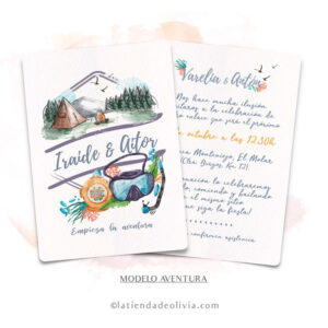 Diseño del modelo de invitación de boda para aventureros