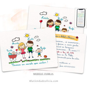 Diseño del modelo de invitación de boda para bodas con hijos