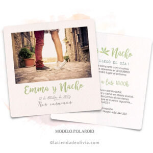 Diseño del modelo de invitación de boda con foto tipo polaroid