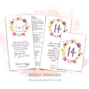 Diseño de minuta para bodas romanticas