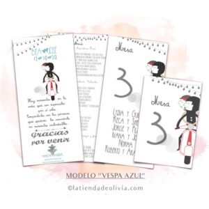 Diseño de minuta para bodas con tematica viajera
