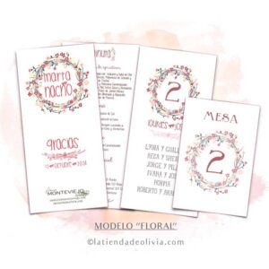 Diseño de minuta para bodas rusticas y florales