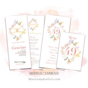 Diseño de minuta para bodas con flores dulces
