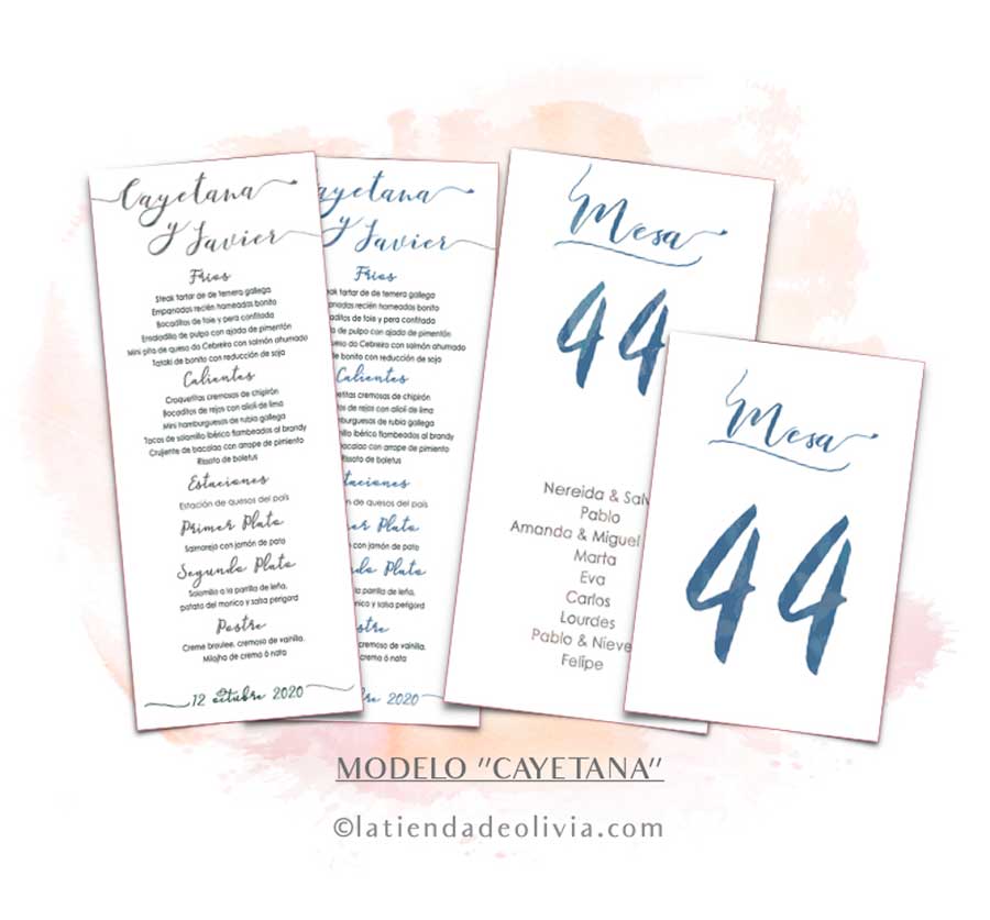 Diseño de minuta para bodas elegantes