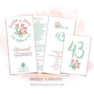 Diseño de minuta para bodas con flores