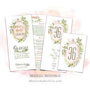 Diseño de minuta para bodas rusticas
