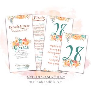 Diseño de minuta para bodas con flores