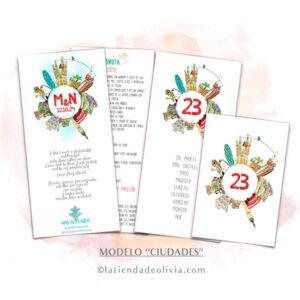 Diseño de minuta para bodas viajeras