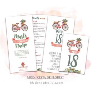 Diseño de minuta para bodas con flores