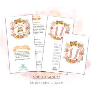 Diseño de minuta para bodas con furgo florales